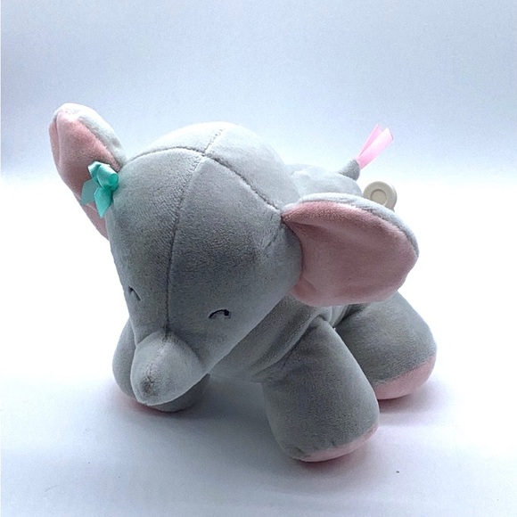 Carter's Musical Plush Elephant Gray With Green Bow Stuffed Animal 8" Tall - Picture 10 of 10